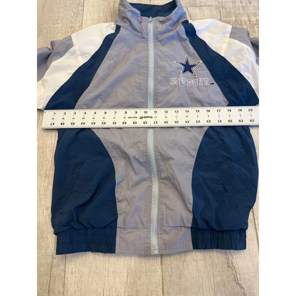 Dallas Cowboys Stadium Apparel Kids Windbreaker Jacket Grey Navy Blue Size 16/18